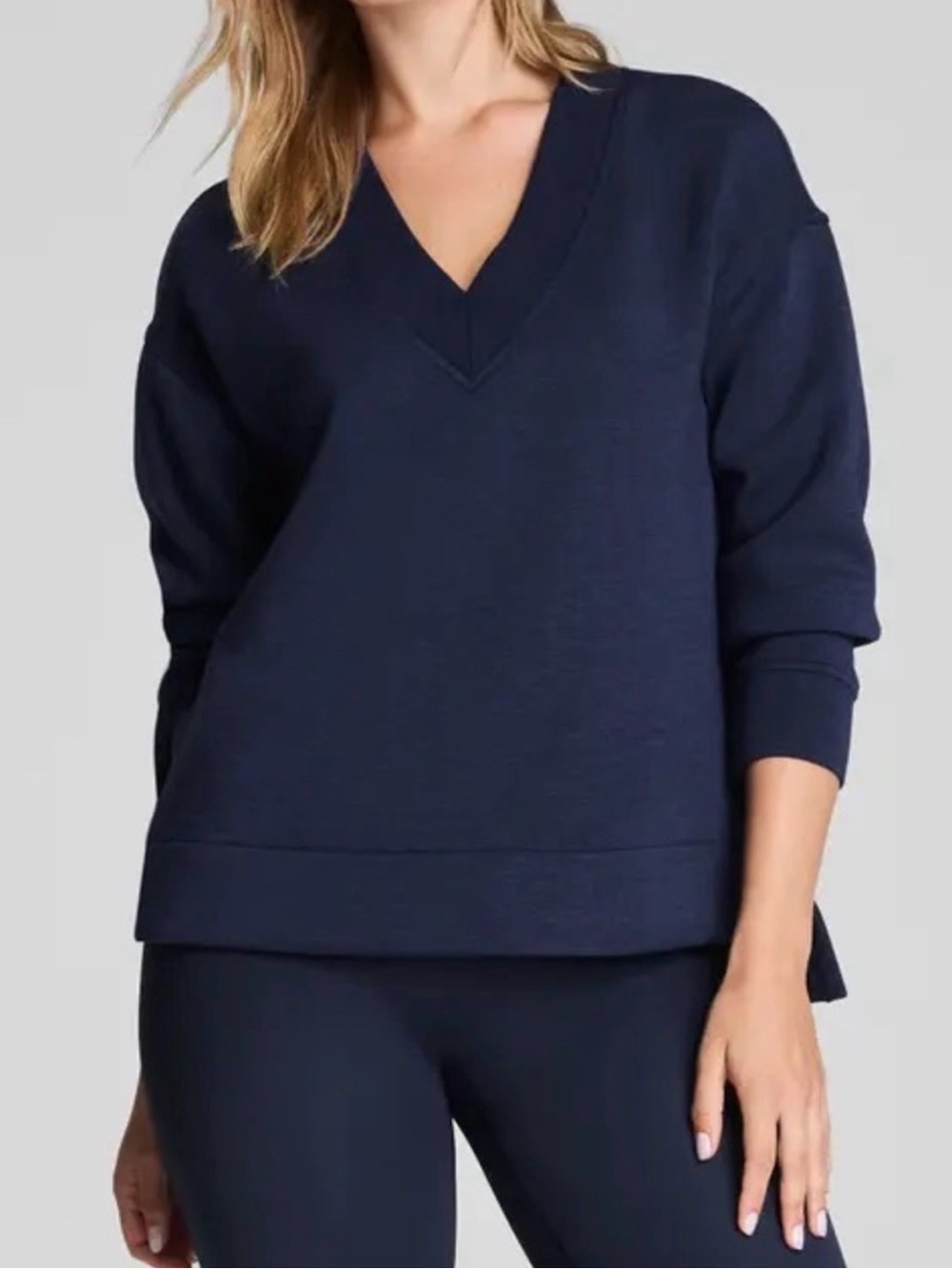 Spanx Air Essentials V-Neck Long Sleeve Tunic- Timeless Navy Size M